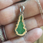 Carved Jade Buddha Pendant - 10k Gold - Sterling Chain - Vintage