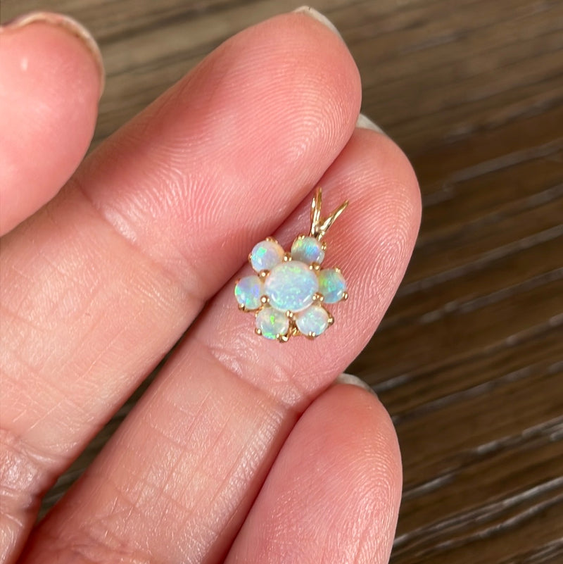 Opal Flower Pendant - 14k Gold - Vintage