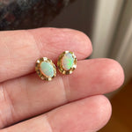 Opal Stud Earrings - Frilly Edge - 14k Gold - Vintage