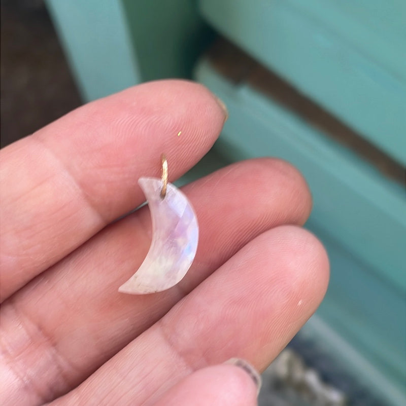 Moonstone Moon Pendant - 9k Gold - Vintage