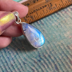 Moonstone Teardrop Pendant - Closed Back - Sterling Silver - Modern