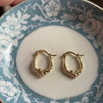 Ornate Hoop Earrings - 10k Gold - Vintage