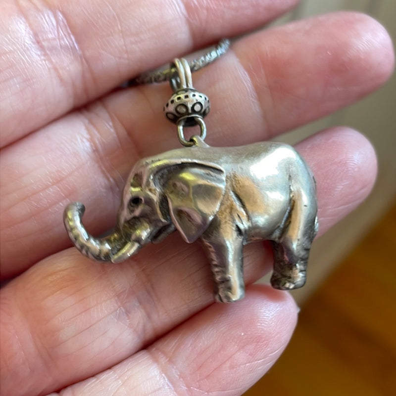 Elephant Necklace - Sterling Silver - Vintage
