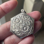 Hexigonal Flower Locket - Sterling Silver - Vintage