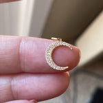 Crescent Moon Pendant - CZ - 14k Gold - Vintage
