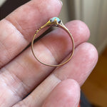 Opal Ring - Ornate Shoulders - 14k Rose Gold - Victorian - Antique