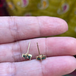 Emerald Diamond Flower Earrings - 10k Gold - Vintage