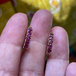 Ruby Hoop Earrings - 10k Gold - Vintage