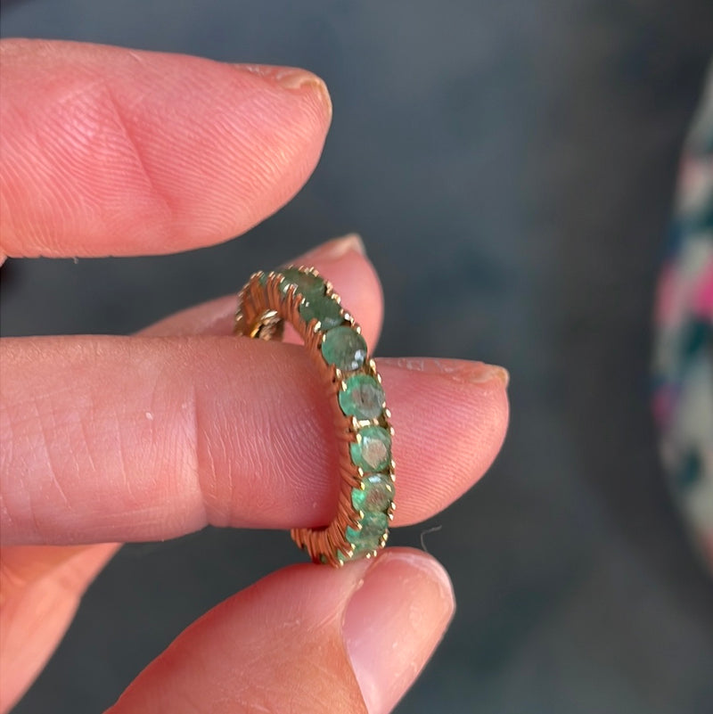 Emerald Eternity Band - 14k Gold - Vintage