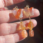 Butterfly Earrings - Citrine, Carnelian and Sunstone - Gold Filled - Handmade