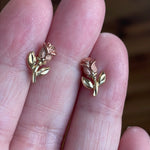 Rose Earrings - 10k Rose and Yellow Gold - Vintage