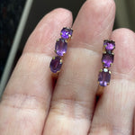 Amethyst Hoop Earrings - 10k Gold - Vintage