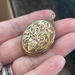 Engraved Flower Locket - Rose Gold Filled - Antique