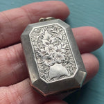 Hand Engraved Locket - Sterling Silver - Antique