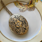 Engraved Flower Locket - Gold Filled - Vintage