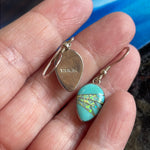 Turquoise Opal Inlay Earrings - Sterling Silver - Vintage