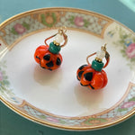 Jack-o-lantern Glass Earrings - Gold Filled - Handmade