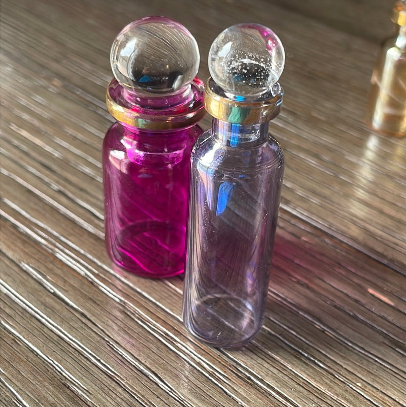 Mini Glass Bottle - Purple - Vintage