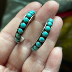 Turquoise Hoop Earrings - Sterling Silver - Vintage