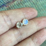 Moonstone Stud Earrings - 10k Gold - Vintage