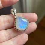 Moonstone Teardrop Pendant - Closed Back - Sterling Silver - Modern