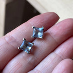 Blue Topaz Earrings - Sterling Silver - Vintage