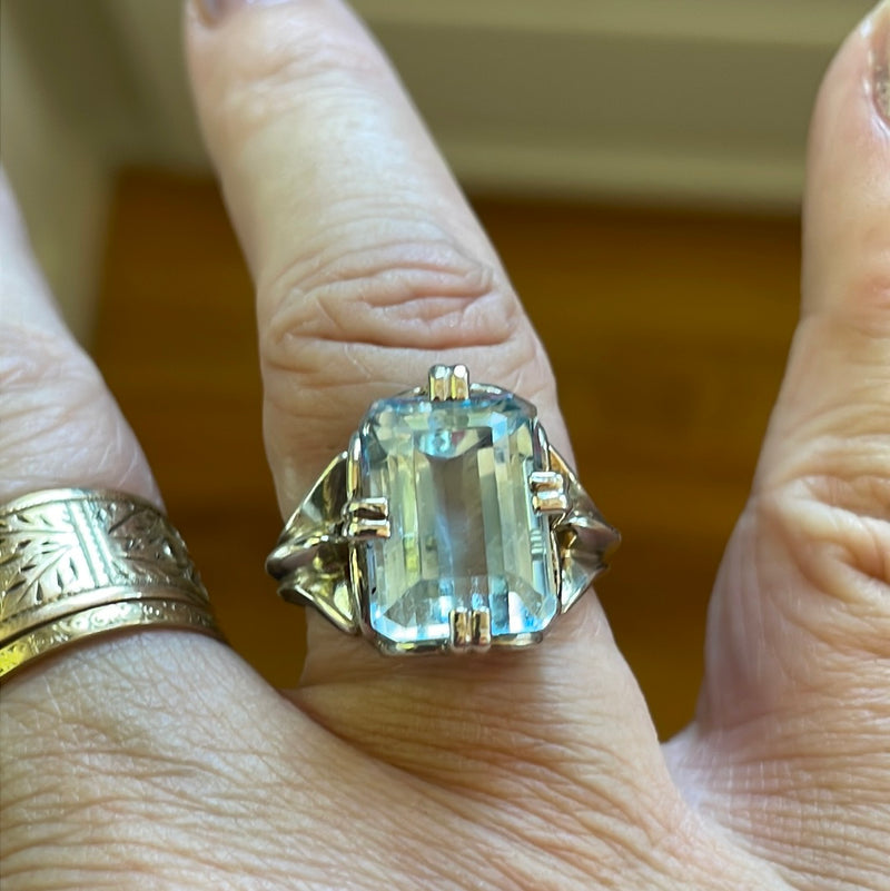 Aquamarine Ring - Sterling Silver - Vintage