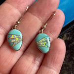 Turquoise Opal Inlay Earrings - Sterling Silver - Vintage