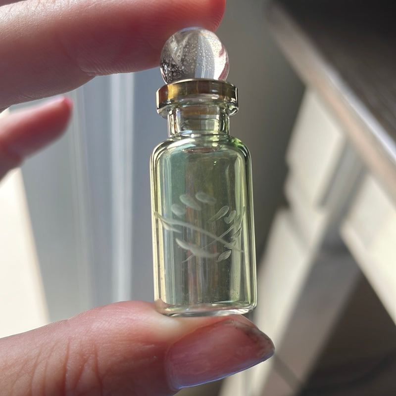 Mini Glass Bottle - Green - Vintage