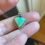 Opal Heart Pendant - Sterling Silver - Native American - Vintage