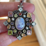 Moonstone Multistone Pendant - Sterling Silver - Vintage