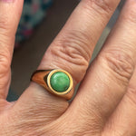 Chrysoprase Signet Ring - 14k Gold - Vintage