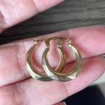 Faceted Gold Hoop Earrings - 9k Gold - Vintage