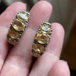 Citrine Hoop Earrings - Sterling Silver - Vintage