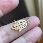 Filigree Hamsa Pendant - 14k Gold - Vintage