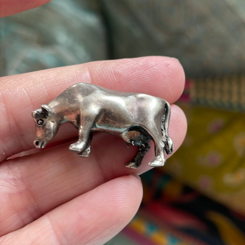 Cow Figure - Sterling Silver - Vintage