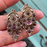 Garnet Amethyst Earrings - Sterling Silver - Vintage