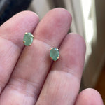 Emerald Stud Earrings - 14k Gold - Vintage