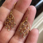 Gold Chandelier Earrings - 14k Yellow and White Gold - Vintage