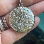 Engraved Flower Locket - Sterling Silver - Vintage