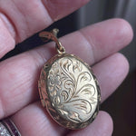 Engraved Flower Locket - Gold Filled - Vintage