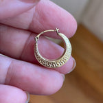 Greek Key Hoop Earrings - 14k Gold - Vintage