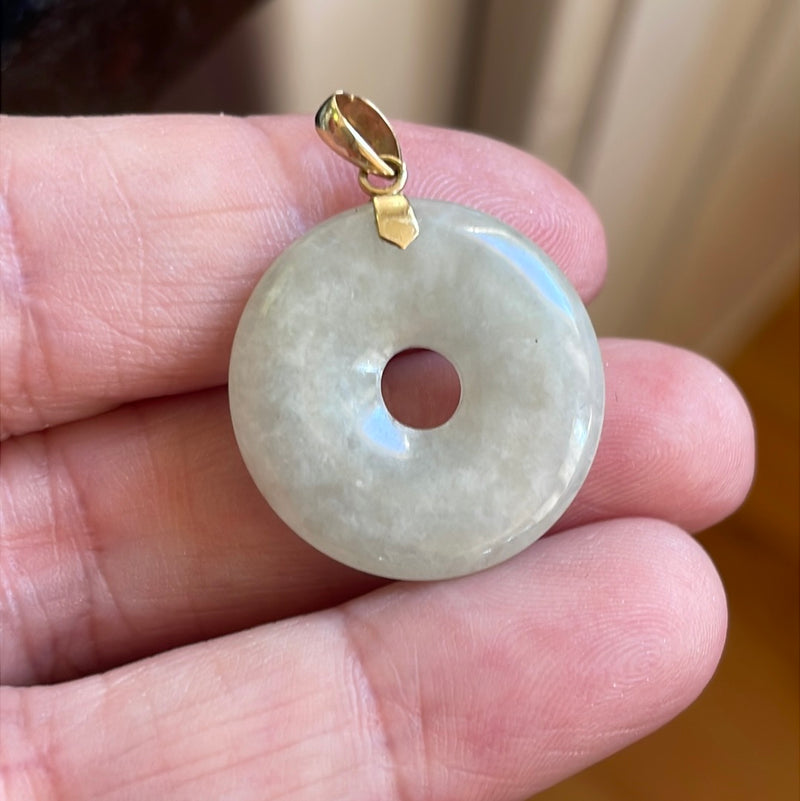 Jade Donut Pendant - 10k Gold - Vintage