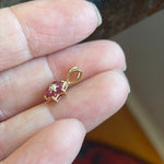 Ruby Diamond Flower Pendant - 10k Gold - Vintage