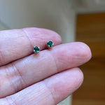 Emerald Stud Earrings - Sterling Silver - Vintage