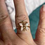 Opal Butterfly Ring - Diamond - 14k Gold - Vintage