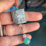 Lucky Rabbit Talisman Pendant - Anne Choi Collectable Bead - Amazonite, Moonstone, Coral and Kunzite - Sterling Silver - Handmade