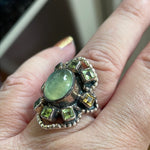 Prehnite Ring - Peridot and Citrine - Sterling Silver - Vintage