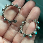 Turquoise Hoop Earrings - Native American - Sterling Silver - Vintage