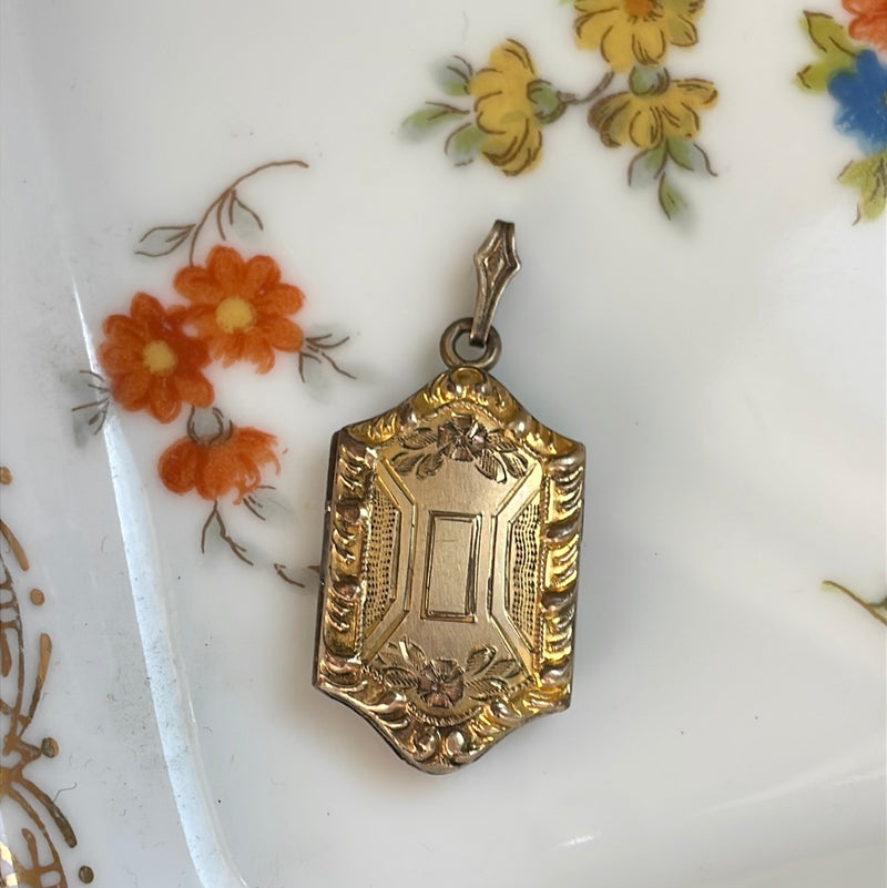 Ornate Floral Locket - Gold Filled - Antique